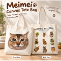 Meimei Cute Cat Canvas Tote Bag