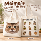 Meimei Cute Cat Canvas Tote Bag