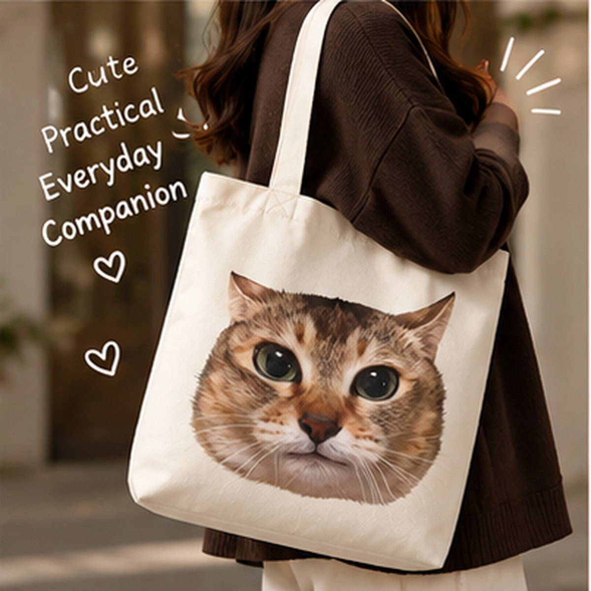 Meimei Cute Cat Canvas Tote Bag
