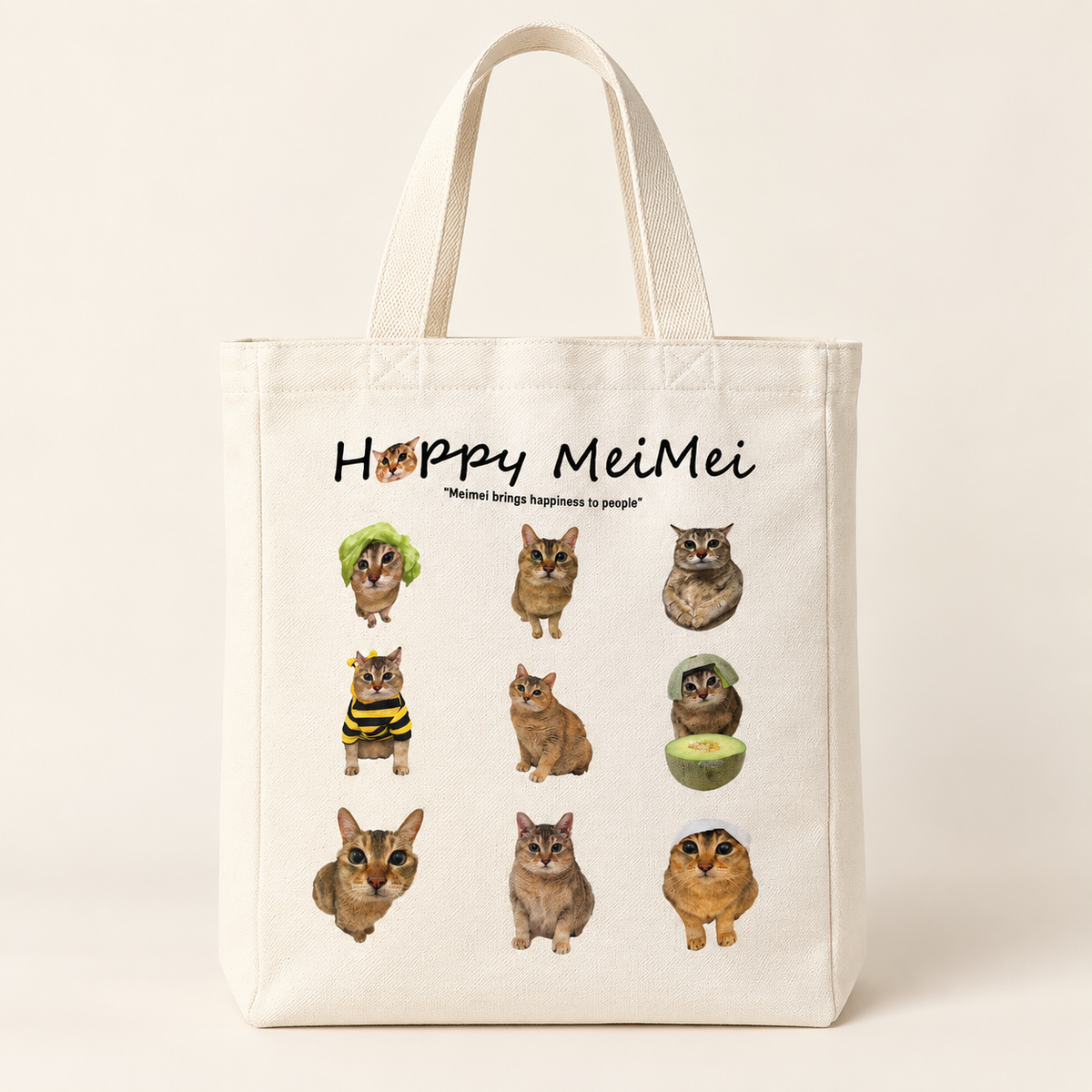 Meimei Cute Cat Canvas Tote Bag