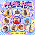 Cat Button Badge Set — 10 Unique Designs
