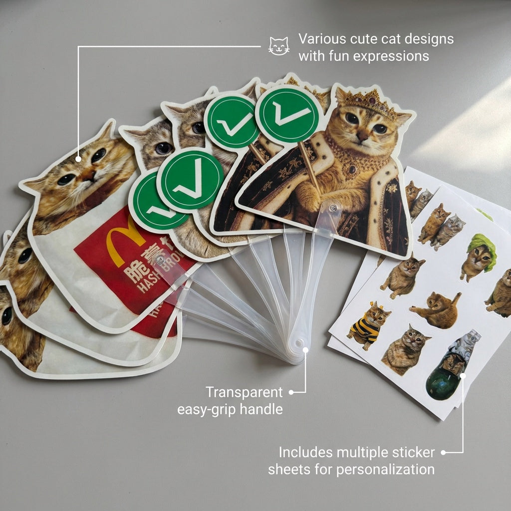 Cat True-or-False Fan Bundle with Hash Brown Fans & Meimei Stickers