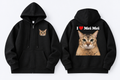 I Love Mei Mei Cat Graphic Full-Zip Hoodie – Black
