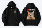 I Love Mei Mei Cat Graphic Full-Zip Hoodie – Black