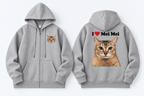 I Love Mei Mei Cat Graphic Full-Zip Hoodie – Black