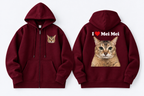 I Love Mei Mei Cat Graphic Full-Zip Hoodie – Black