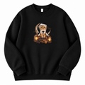 Meimei Halloween Nun Cat Sweatshirt – Cute Gothic Cat Graphic Crewneck, Navy Blue Unisex Pullover