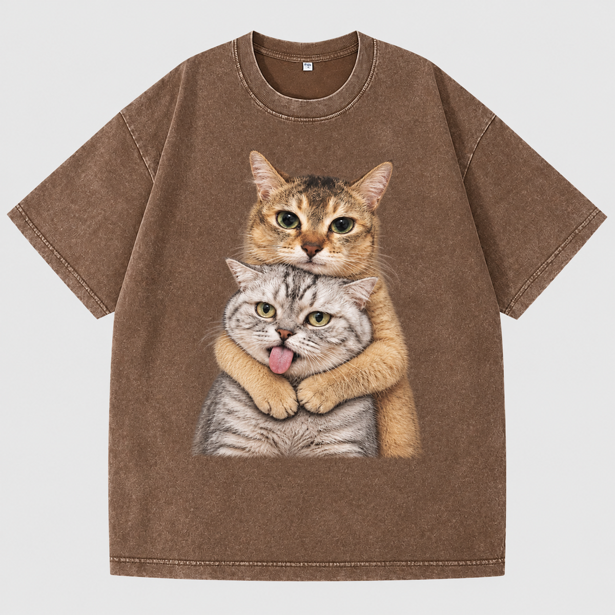 MEIMEI Double Hug T-Shirt — Vintage Washed Brown Edition