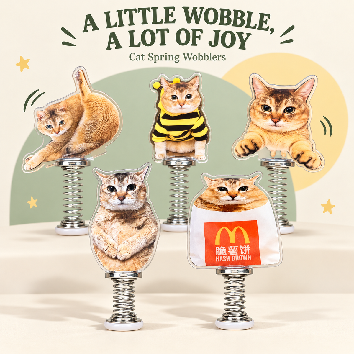 Cat Spring Wobblers – Cute Cat Desk Decorations  Tagline