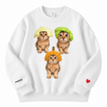 Meimei Funny Cat Sweatshirt – Cute Cabbage & Durian Cat Graphic Crewneck, White Unisex Pullover