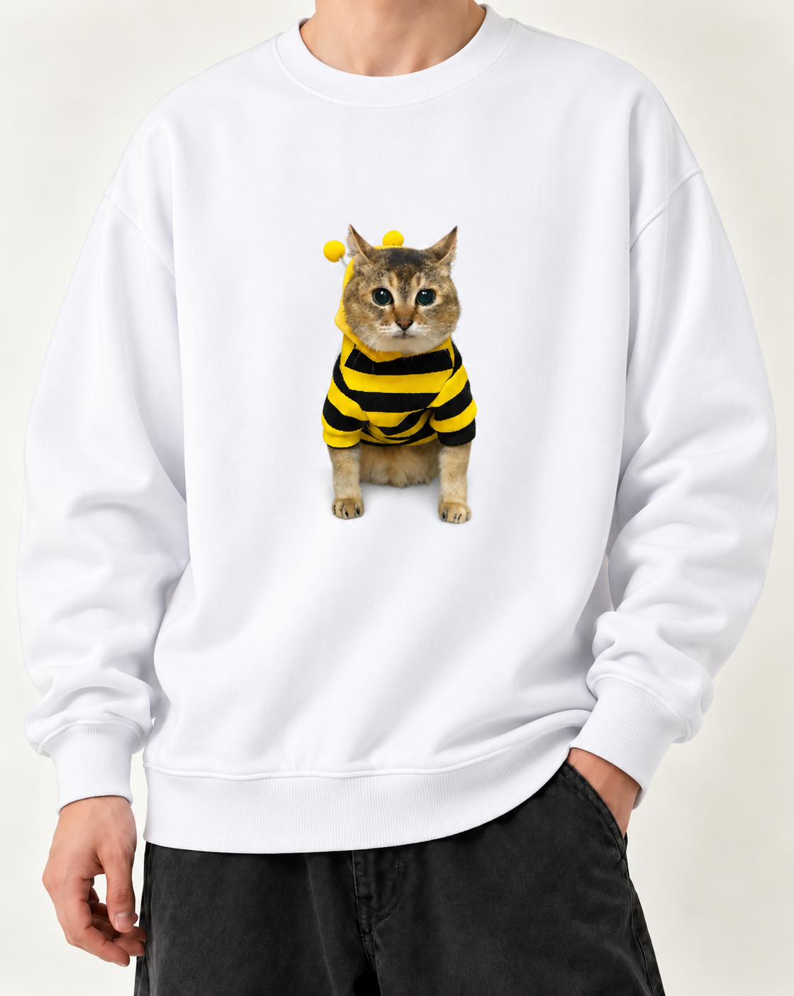 MEIMEI Bee Sweatshirt — Signature Graphic Black Crewneck