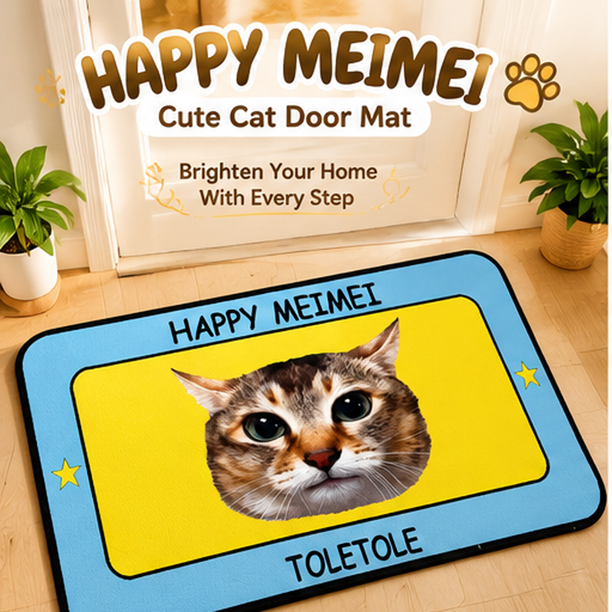 Happy Meimei Funny Cat Doormat – Cute & Playful Entryway Floor Mat