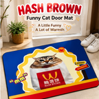 Hash Brown Funny Cat Doormat – Quirky Cartoon Cat Floor Mat