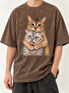 MEIMEI Double Hug T-Shirt — Vintage Washed Brown Edition